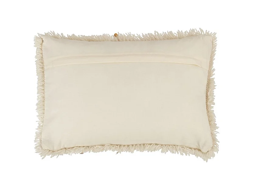 Cojín rectangular de algodón blanco y dorado de 60x40cm