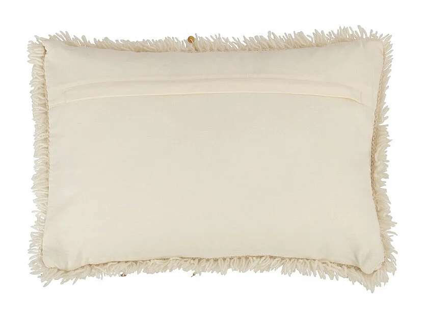 Cojín rectangular de algodón blanco y dorado de 60x40cm