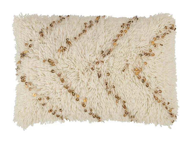 Coussin Déco "Perles" 40x60cm Blanc & Or