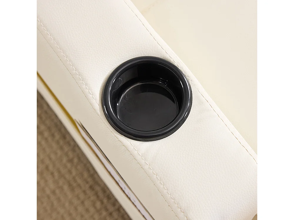 Fauteuil convertible 3 en 1 avec porte-gobelets port USB chaise longue parfait petites pièces blanc