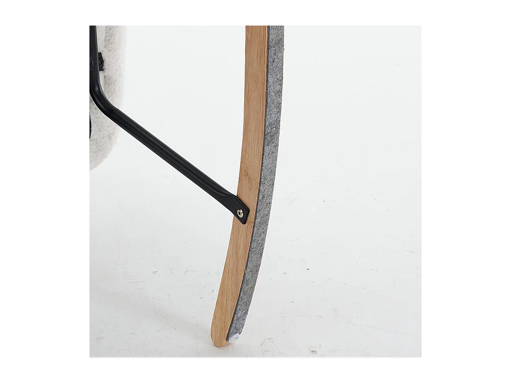 Fauteuil à bascule tissu Teddy doux tufté assise rembourrée salon chambre blanc