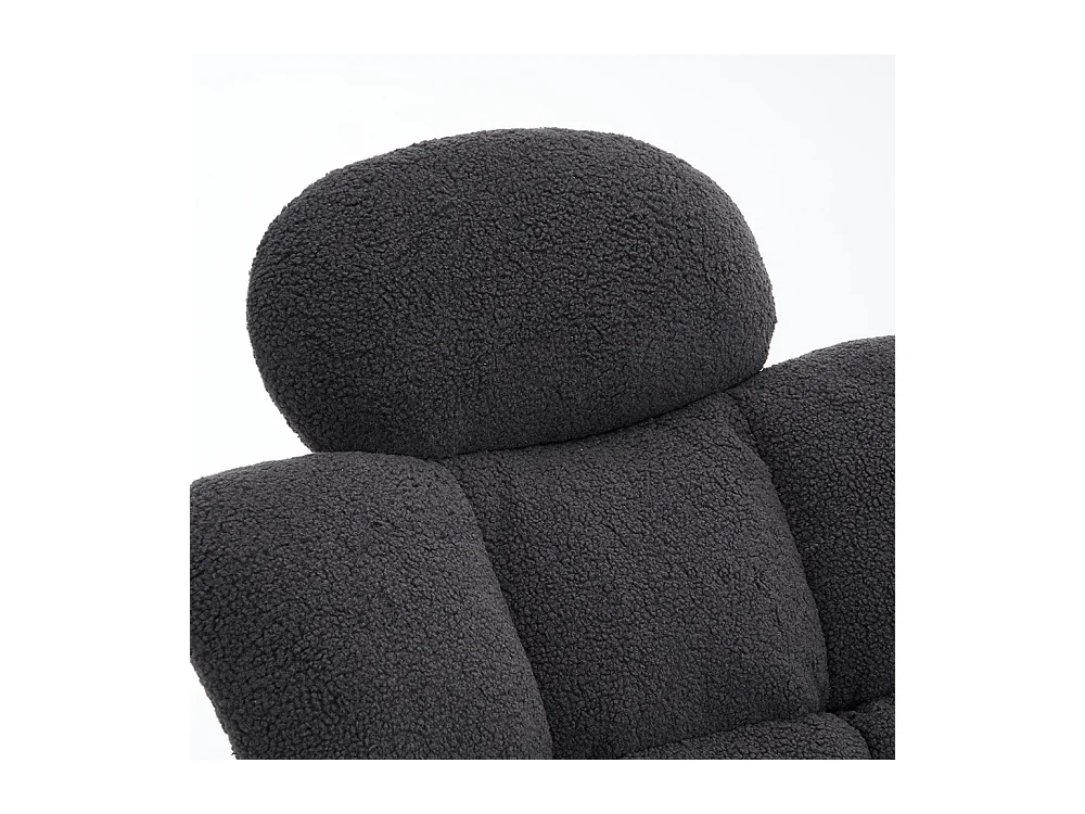 Fauteuil à bascule tissu Teddy doux tufté assise rembourrée salon chambre gris foncé