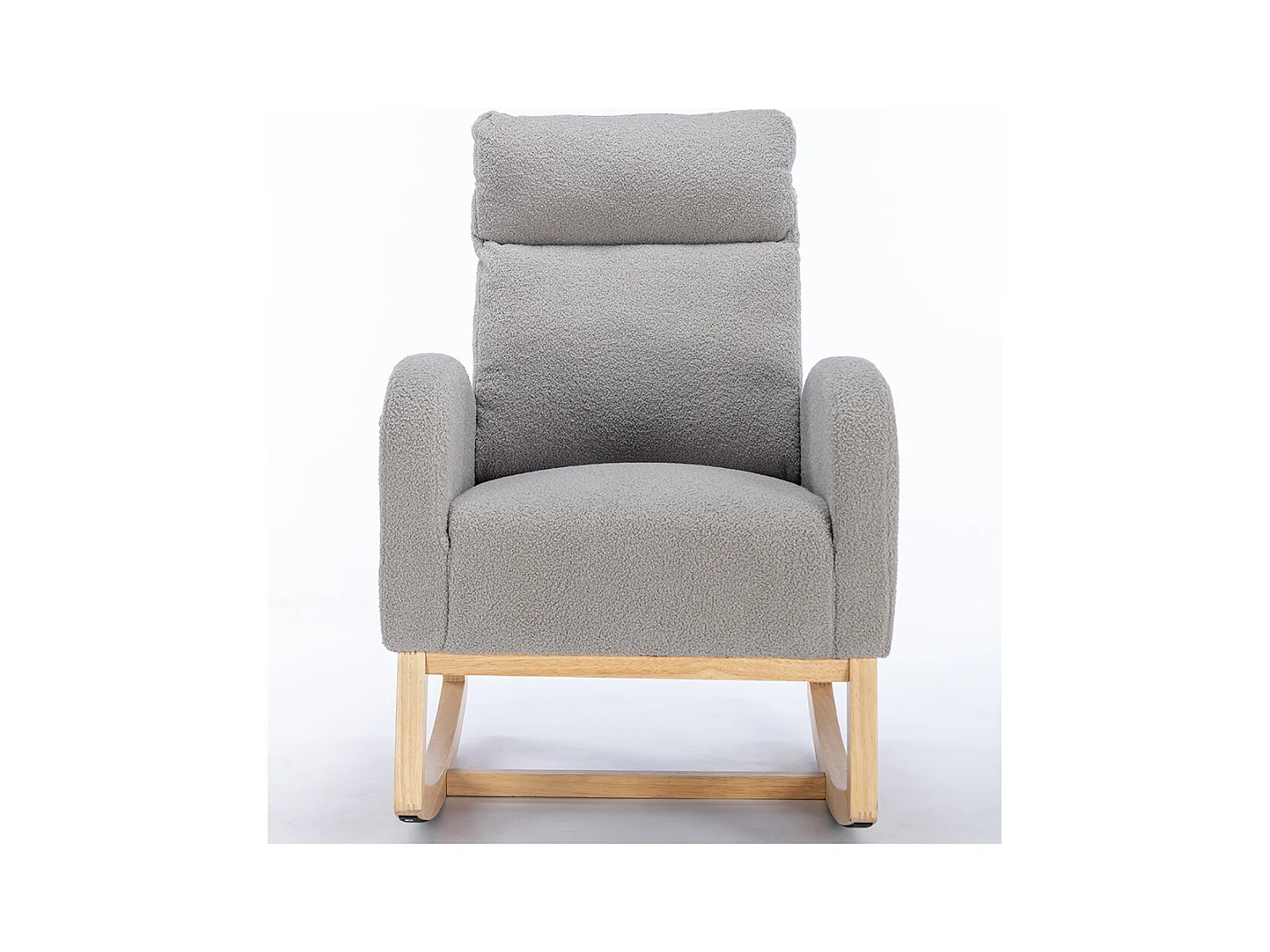 Fauteuil à bascule Mid Century Modern tissu Teddy rembourré assise rembourrée salon chambre gris clair