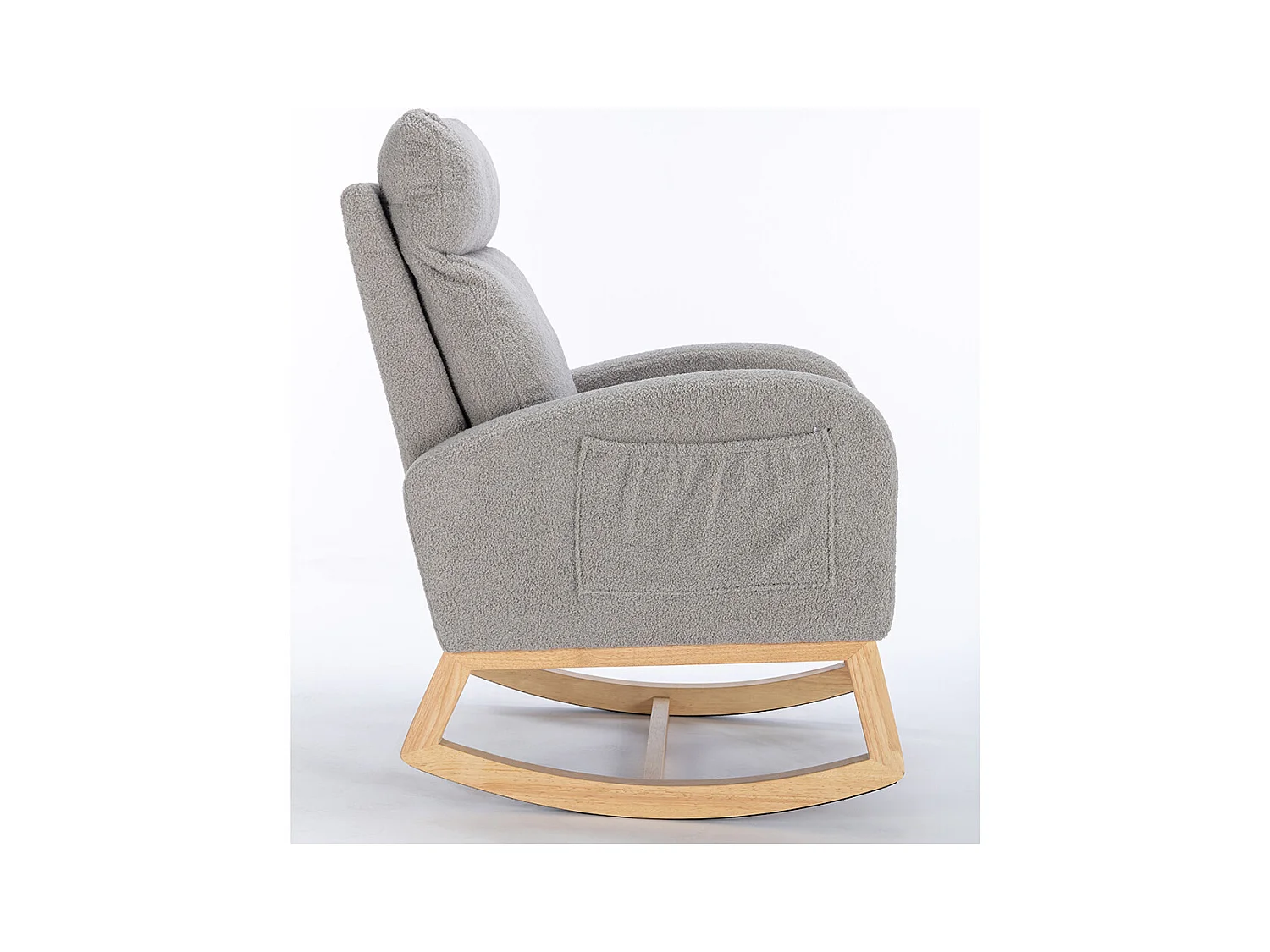 Fauteuil à bascule Mid Century Modern tissu Teddy rembourré assise rembourrée salon chambre gris clair