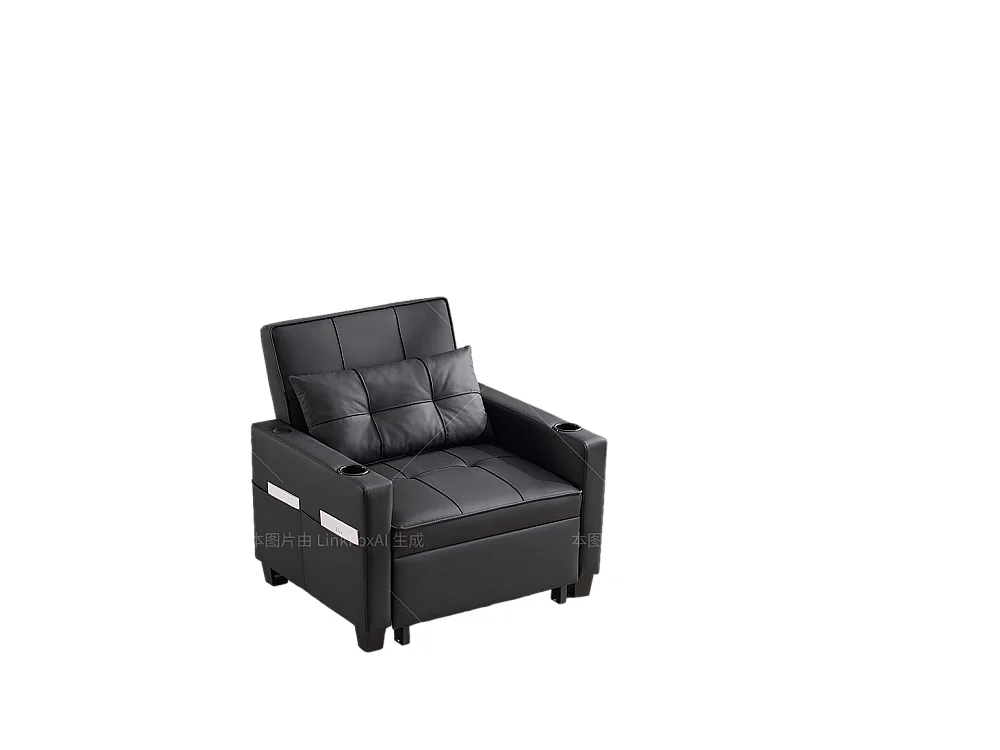 Fauteuil convertible 3 en 1 avec porte-gobelets port USB chaise longue parfait petites pièces noir