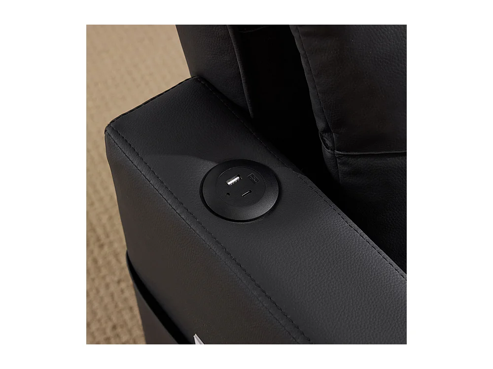 Fauteuil convertible 3 en 1 avec porte-gobelets port USB chaise longue parfait petites pièces noir