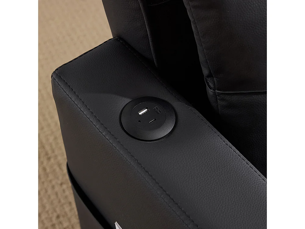 Fauteuil convertible 3 en 1 avec porte-gobelets port USB chaise longue parfait petites pièces noir