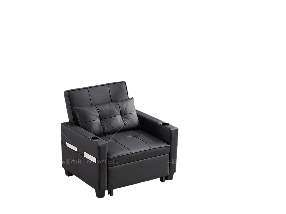 Fauteuil convertible 3 en 1 avec porte-gobelets port USB chaise longue parfait petites pièces noir