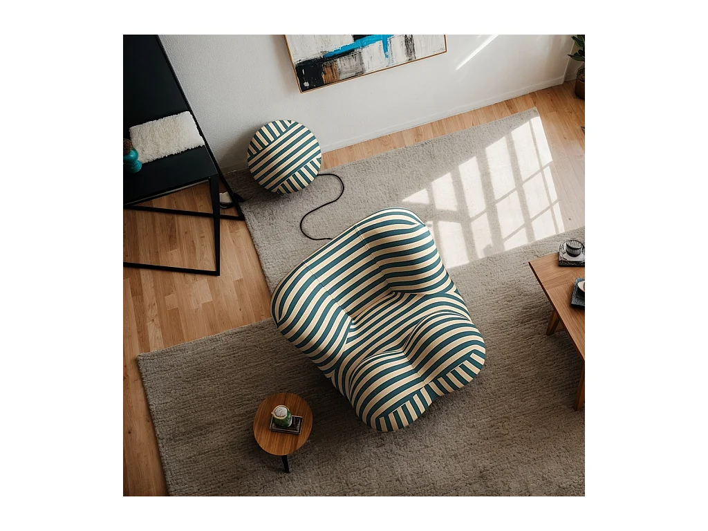 Canapé compressible petit ménage dossier confortable tissu doux style lazy gospel bleu jaune