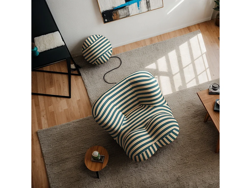 Canapé compressible petit ménage dossier confortable tissu doux style lazy gospel bleu jaune