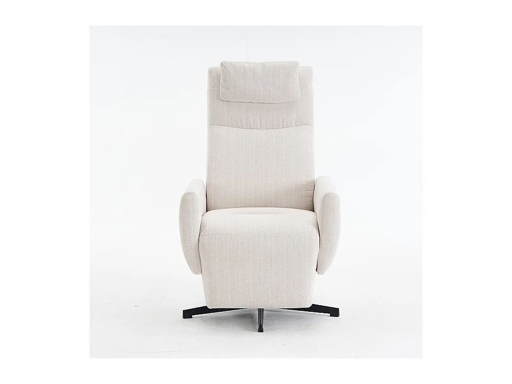 Fauteuil relax inclinable TV chenille repose-pieds pivotant salon moderne beige