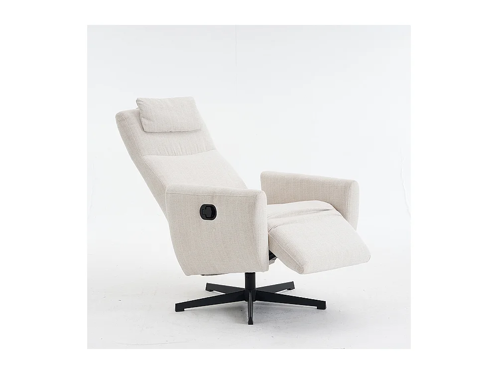 Fauteuil relax inclinable TV chenille repose-pieds pivotant salon moderne beige