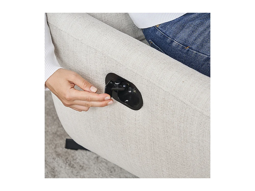 Fauteuil relax inclinable TV chenille repose-pieds pivotant salon moderne beige