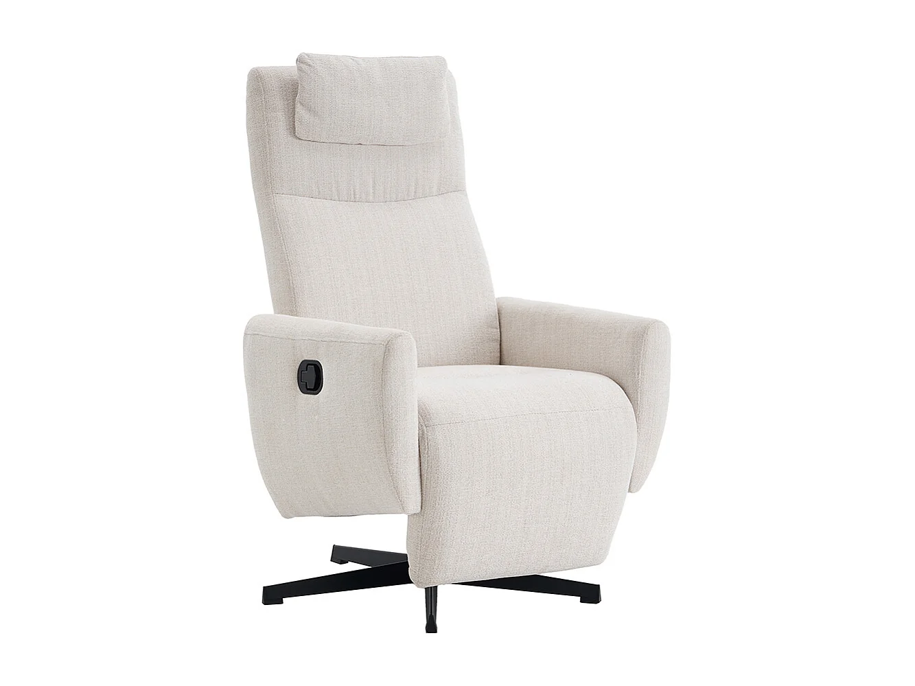 Fauteuil relax inclinable TV chenille repose-pieds pivotant salon moderne beige