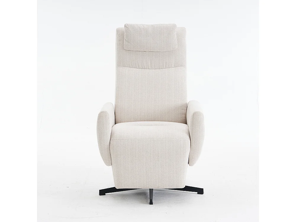Fauteuil relax inclinable TV chenille repose-pieds pivotant salon moderne beige