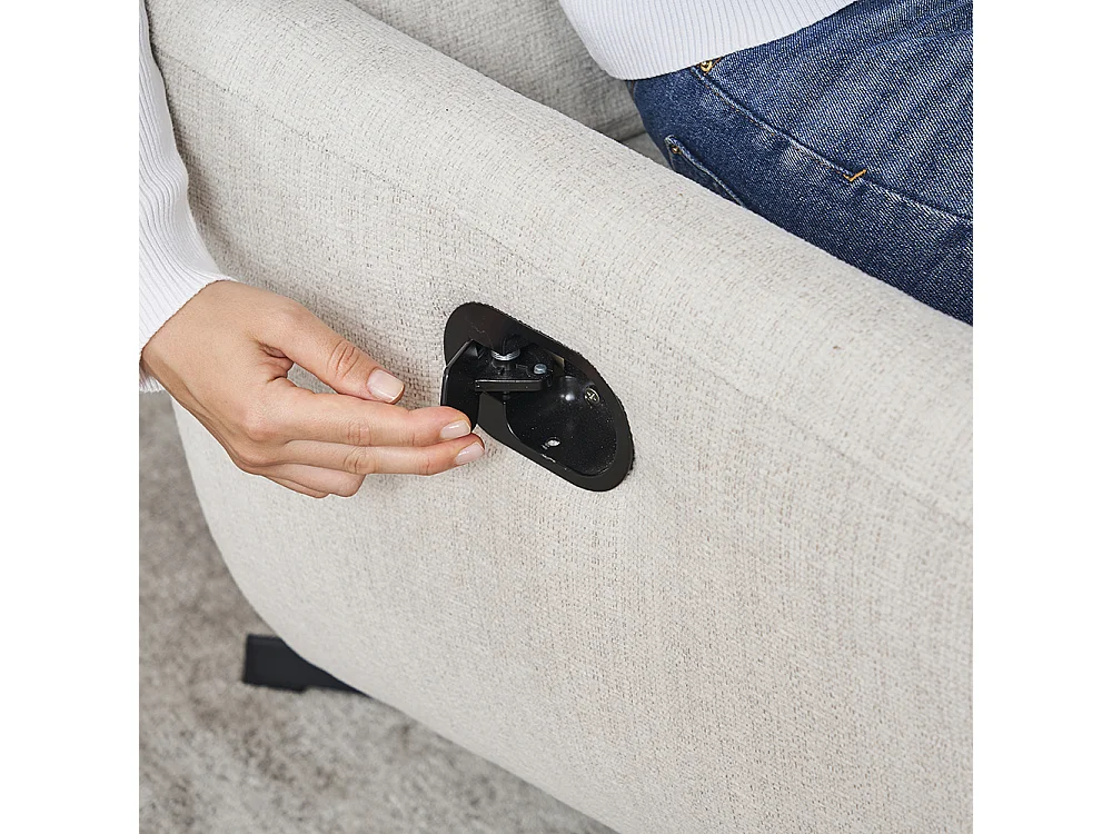 Fauteuil relax inclinable TV chenille repose-pieds pivotant salon moderne beige