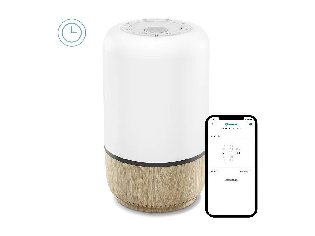 MAXI-COSI Veilleuse musicale bebe soothe, 20 berceuses et bruits blancs, lumiere apaisante, veilleuse connectee et design