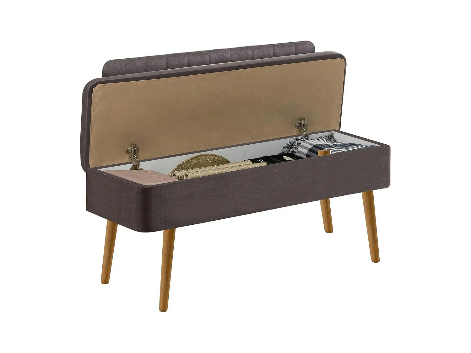 Banc d'entrée avec rangement - tissu anthracite JENA