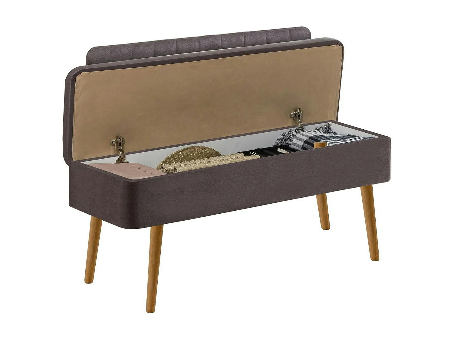 Banc d'entrée avec rangement - tissu anthracite JENA