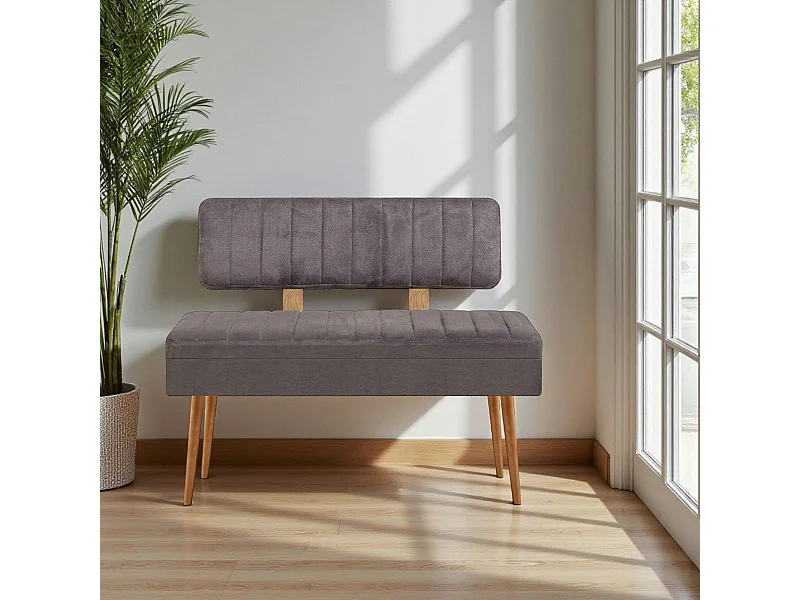 Banc d'entrée avec rangement - tissu anthracite JENA