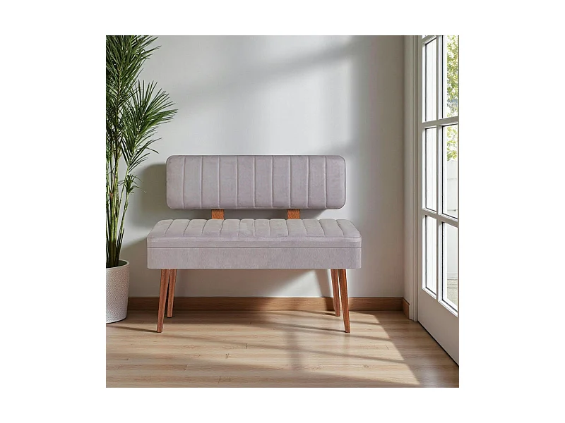 Banc d'entrée avec rangement - tissu gris JENA