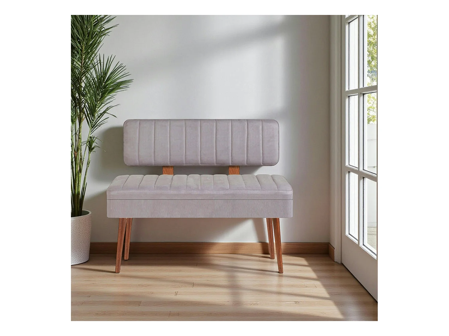 Banc d'entrée avec rangement - tissu gris JENA