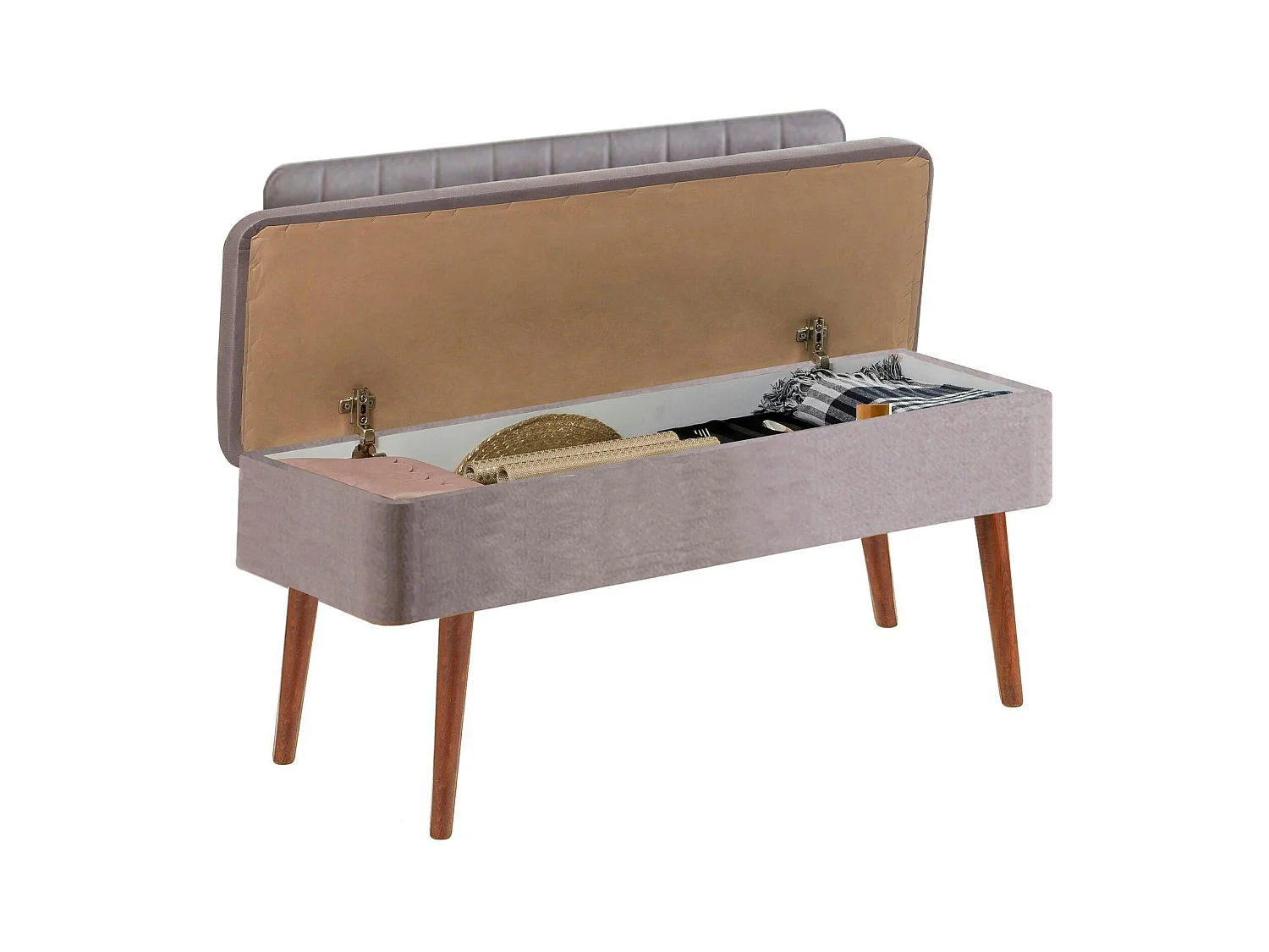 Banc d'entrée avec rangement - tissu gris JENA