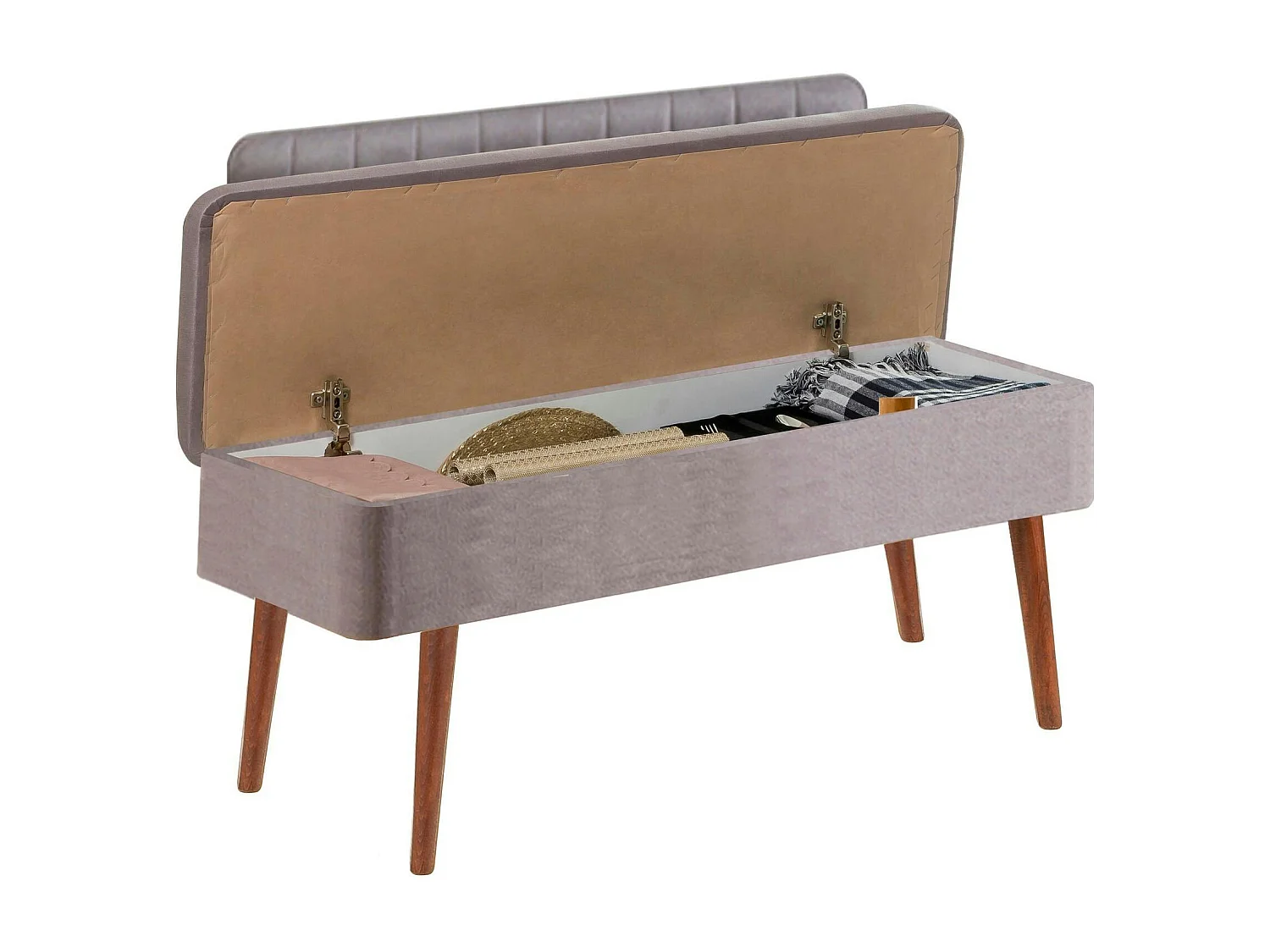 Banc d'entrée avec rangement - tissu gris JENA