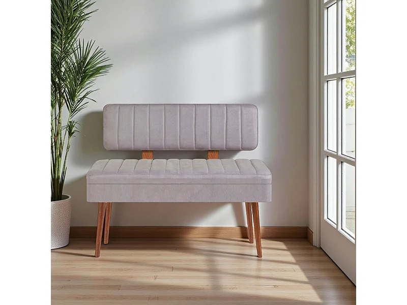 Banc d'entrée avec rangement - tissu gris JENA