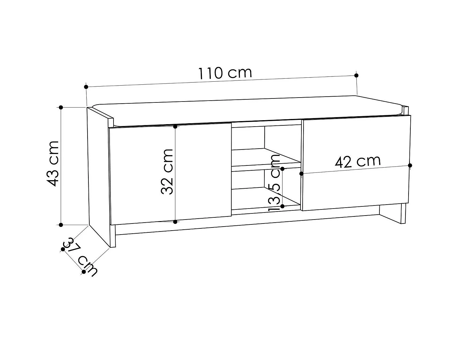 Banc d'entrée noir avec rangement chaussures MARFA