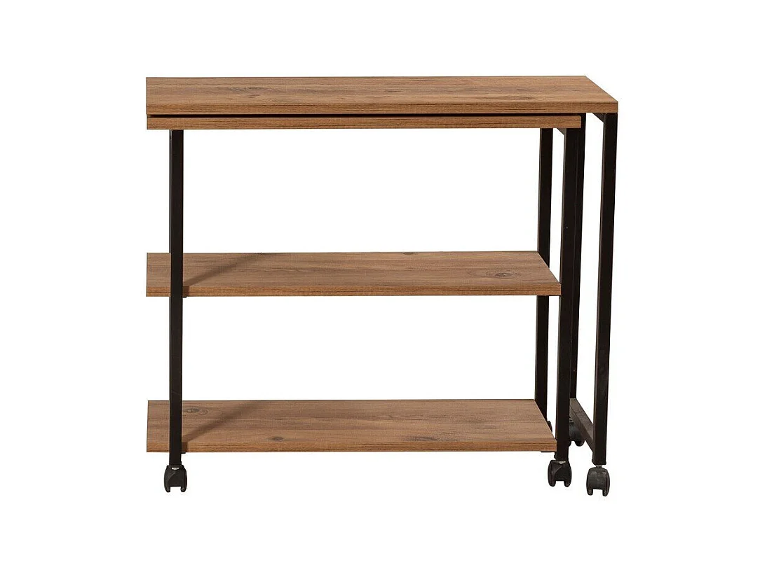 Desserte pivotante à roulettes décor pin atlantique et noir L70 cm - MELIN