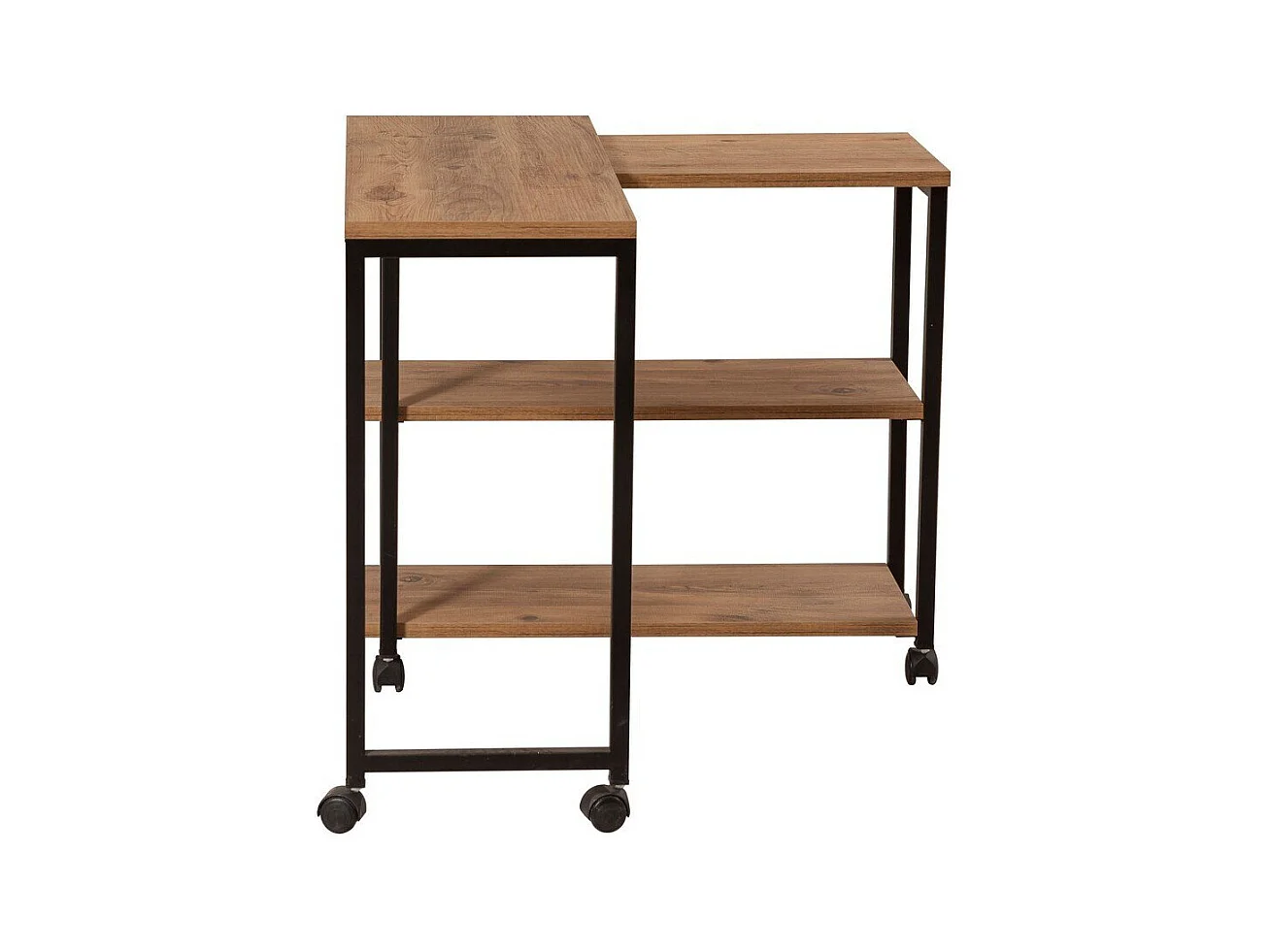 Desserte pivotante à roulettes décor pin atlantique et noir L70 cm - MELIN