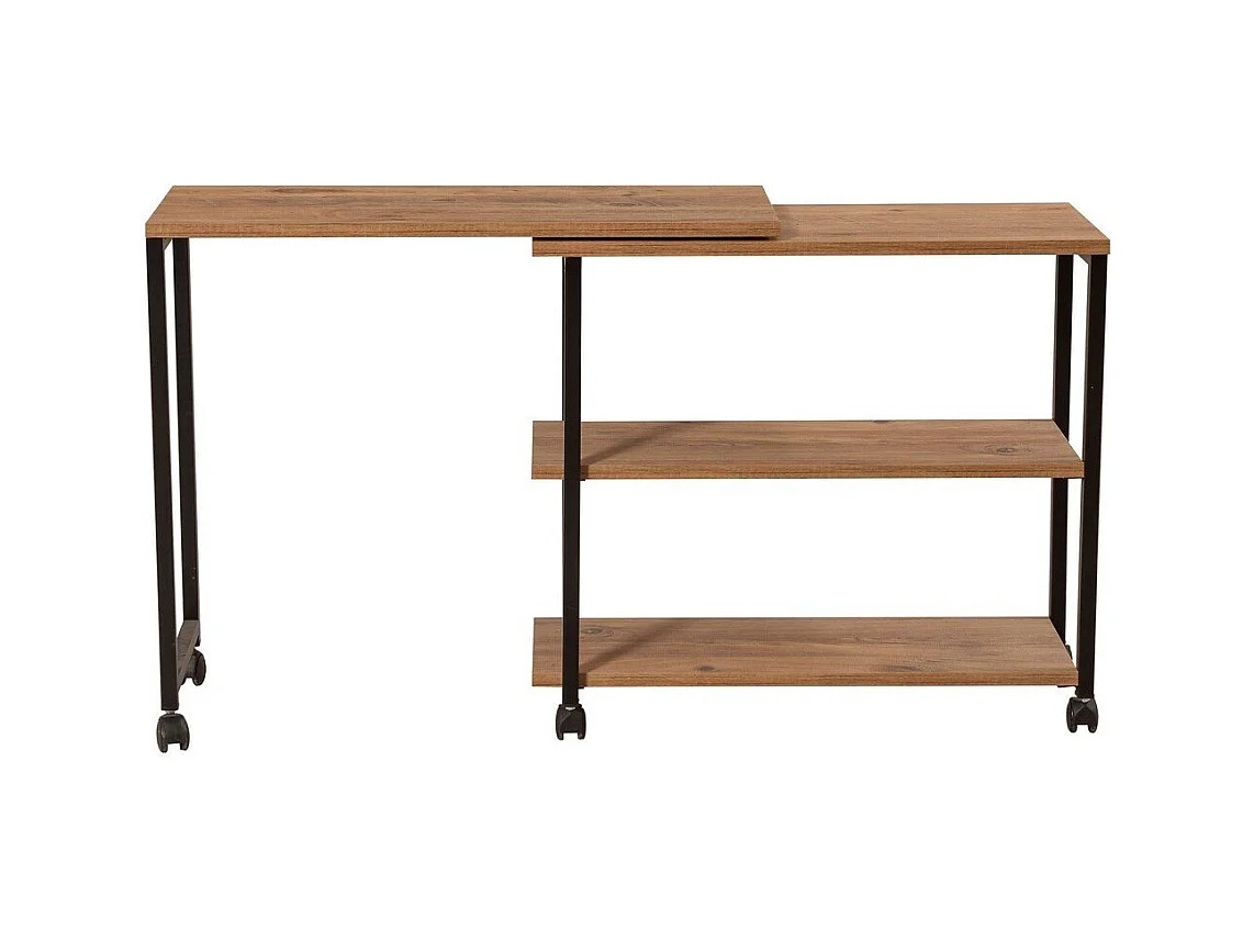 Desserte pivotante à roulettes décor pin atlantique et noir L70 cm - MELIN