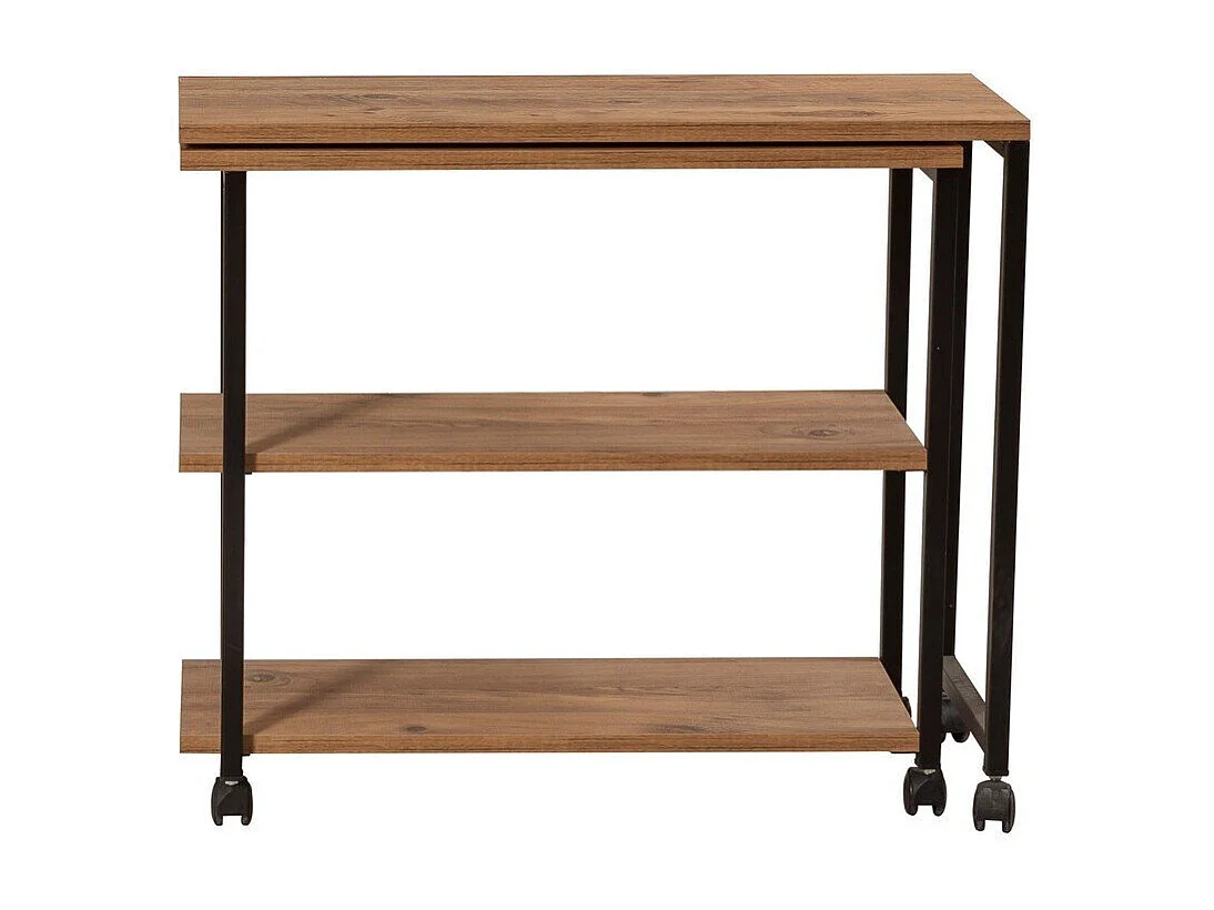 Drehbare Dessertvitrine mit Rollen, Dekor in Atlantik-Kiefer und Schwarz, L70 cm - MELIN