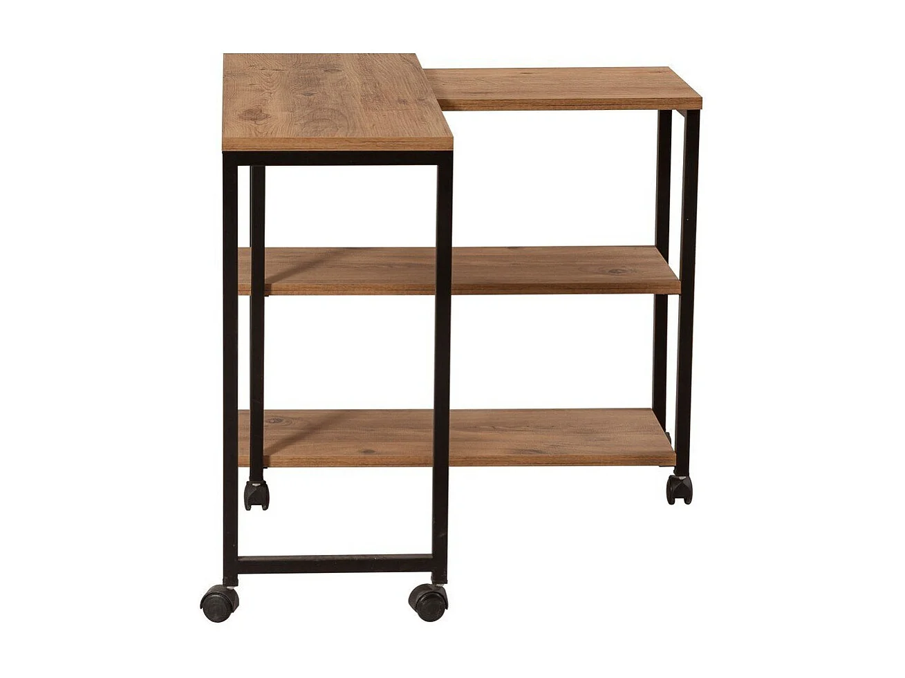 Drehbare Dessertvitrine mit Rollen, Dekor in Atlantik-Kiefer und Schwarz, L70 cm - MELIN