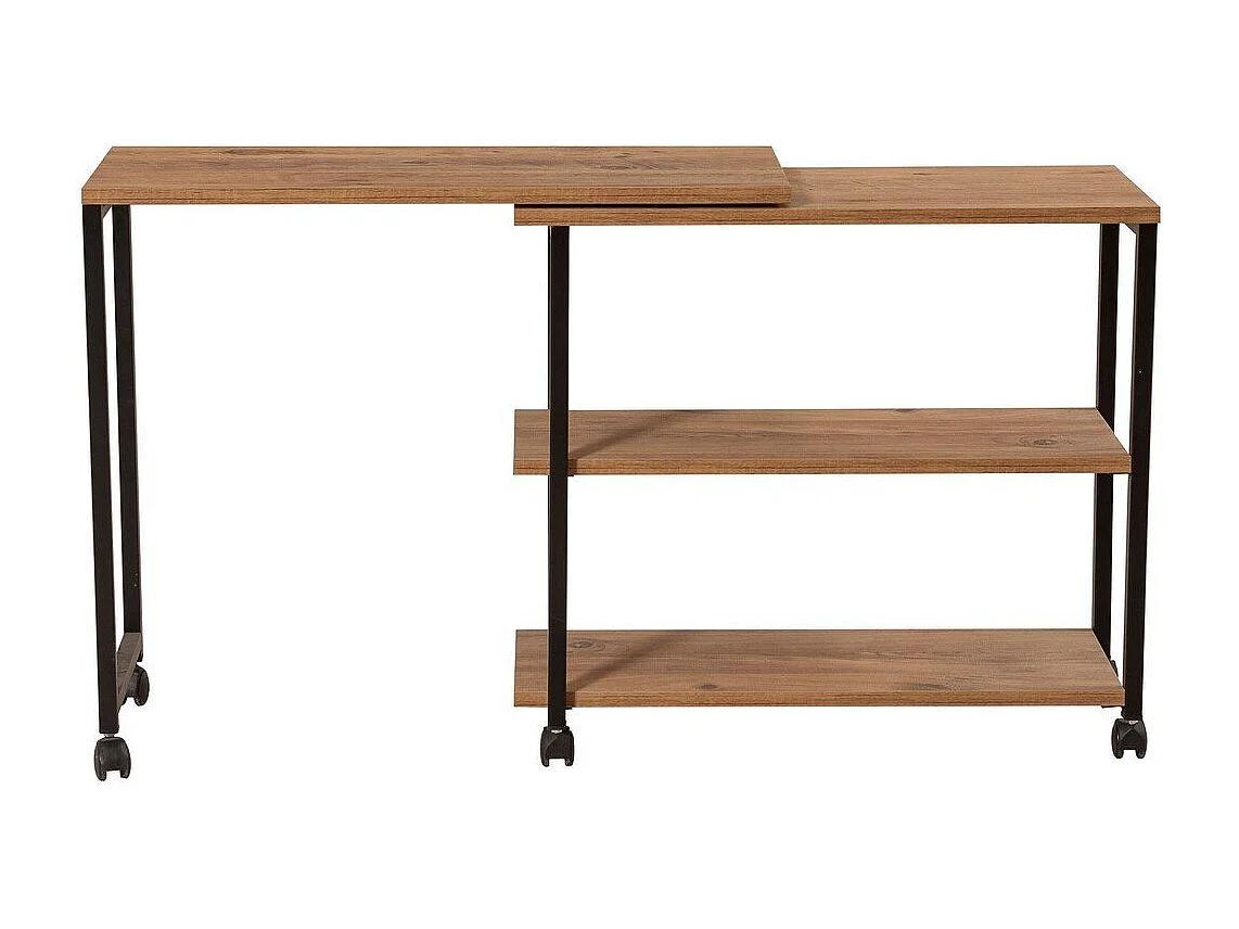 Drehbare Dessertvitrine mit Rollen, Dekor in Atlantik-Kiefer und Schwarz, L70 cm - MELIN