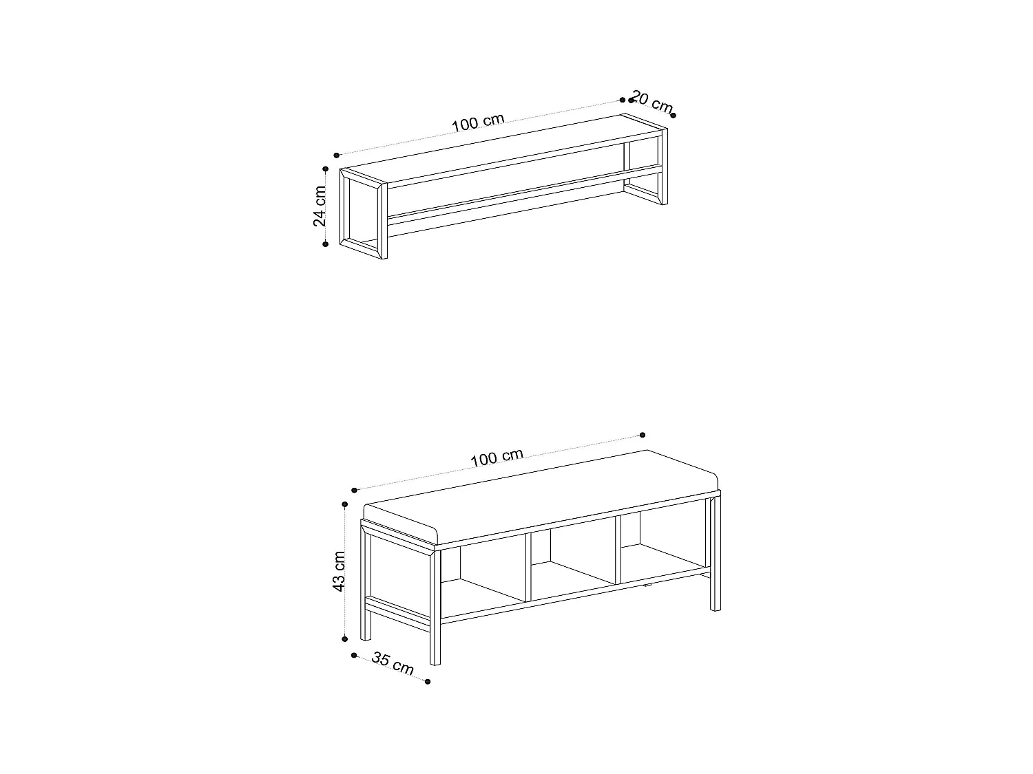 Banc d'entrée noir avec rangement et portemanteau MARFA