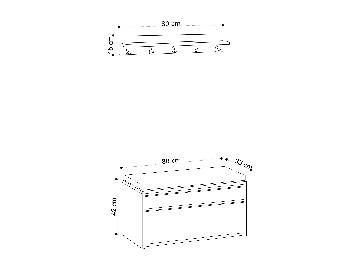 Banquette entrée noire avec rangement et portemanteau MARFA