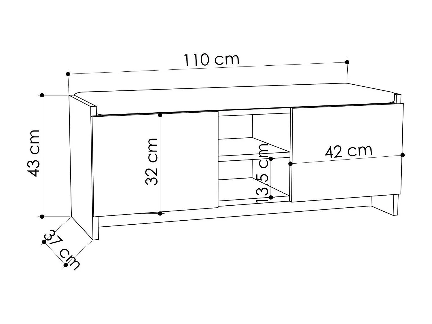 Banc d'entrée blanc avec rangement chaussures MARFA