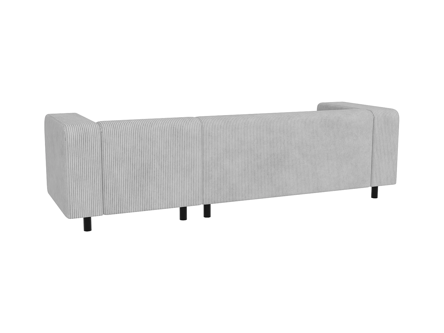 Canapé d’angle moderne avec ottomane en velours côtelé gris clair avec assise confortable THORA