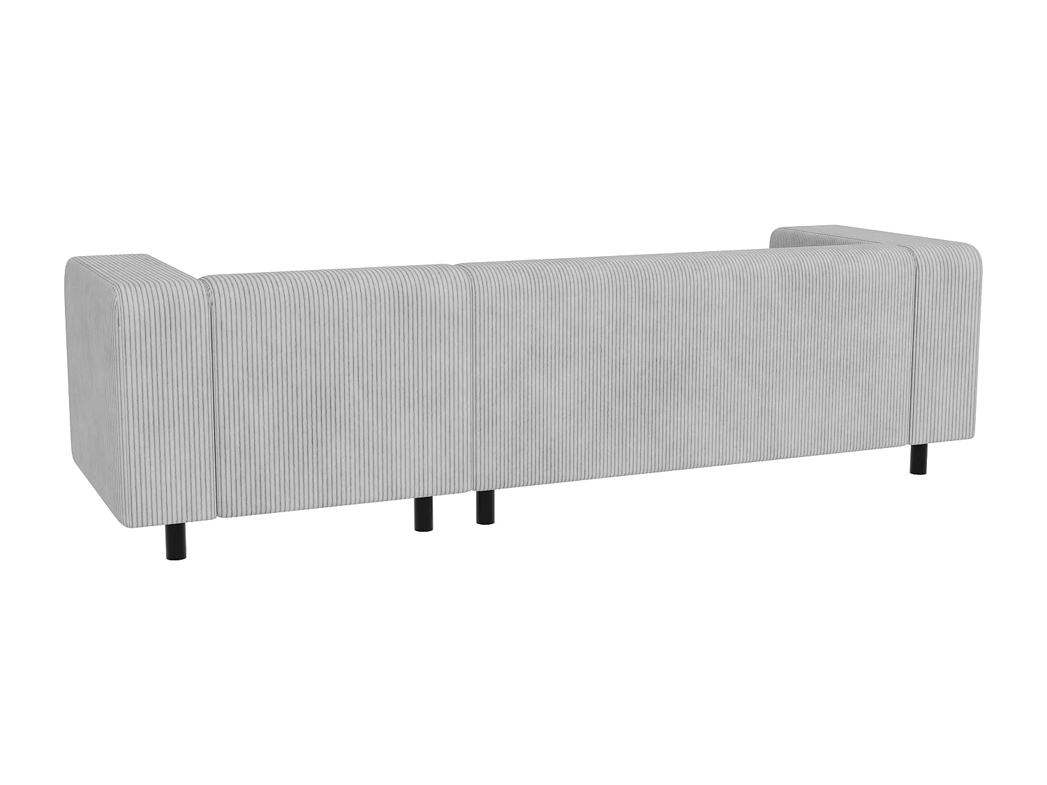 Canapé d’angle moderne avec ottomane en velours côtelé gris clair avec assise confortable THORA