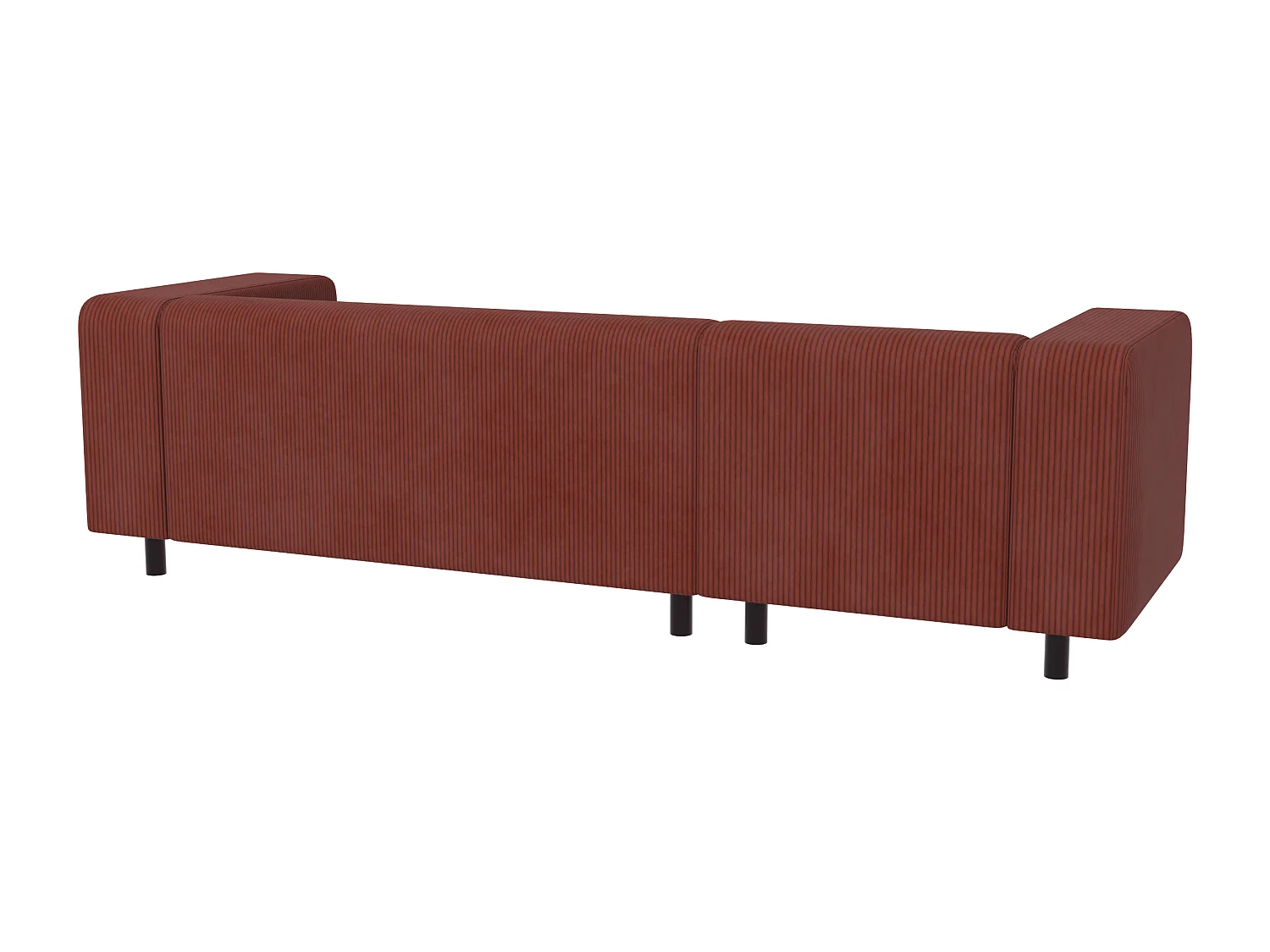 Canapé d’angle moderne avec ottomane en velours côtelé terracotta avec assise confortable THORA