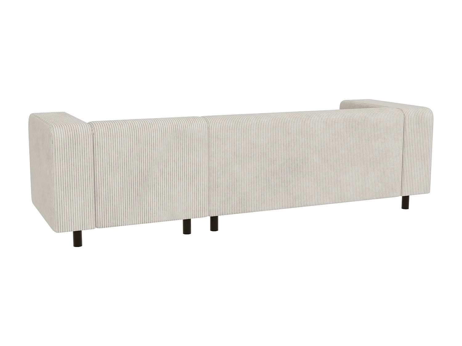 Canapé d’angle moderne avec ottomane en velours côtelé beige avec assise confortable THORA