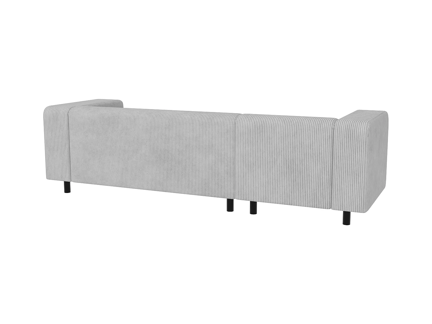 Canapé d’angle moderne avec ottomane en velours côtelé gris clair avec assise confortable THORA