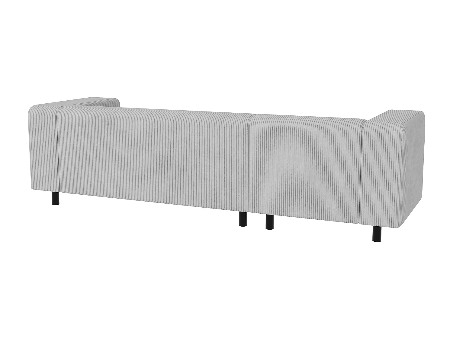 Canapé d’angle moderne avec ottomane en velours côtelé gris clair avec assise confortable THORA