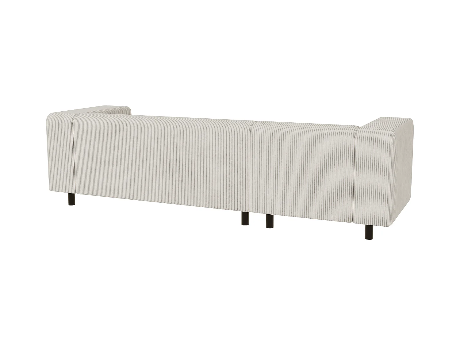 Canapé d’angle moderne avec ottomane en velours côtelé beige avec assise confortable THORA