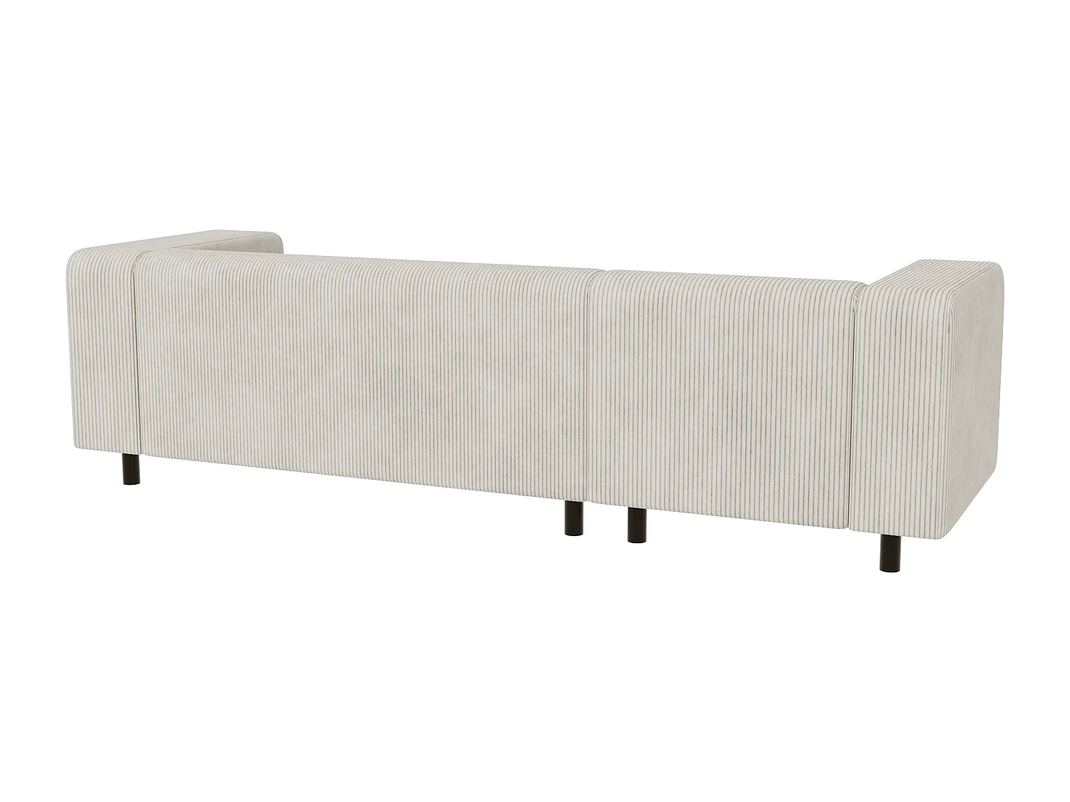 Canapé d’angle moderne avec ottomane en velours côtelé beige avec assise confortable THORA