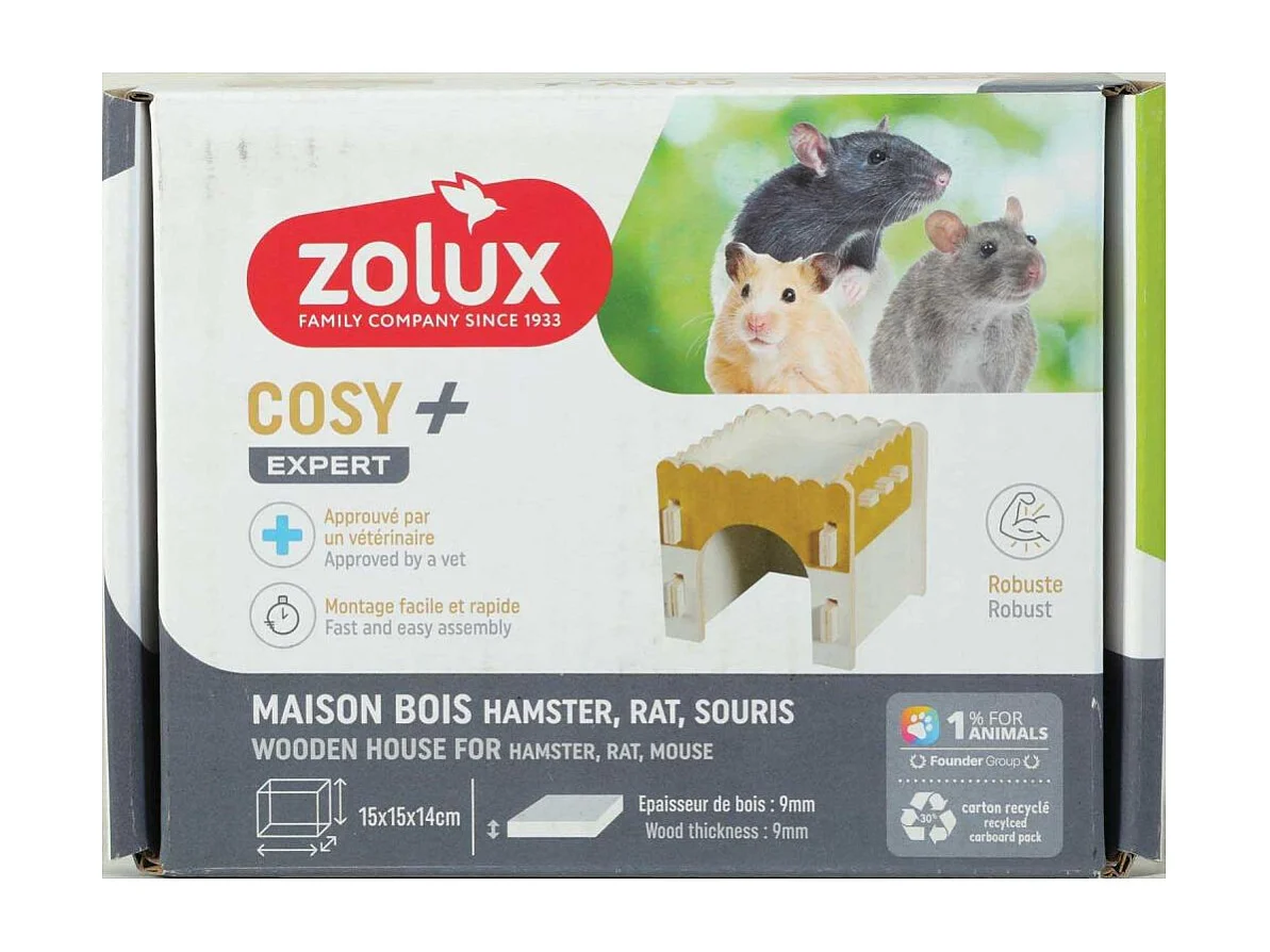 Maison en bois pour rongeurs Cosy Pour hamster rat et souris