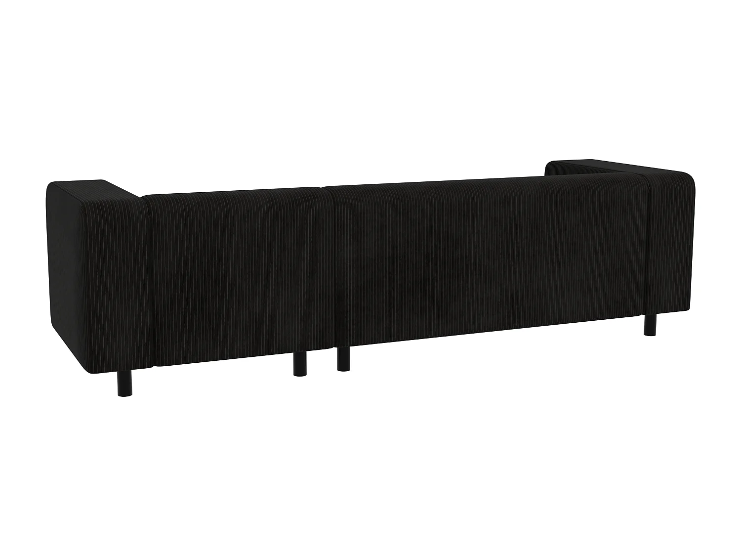 Canapé d’angle moderne avec ottomane en velours côtelé noir avec assise confortable THORA