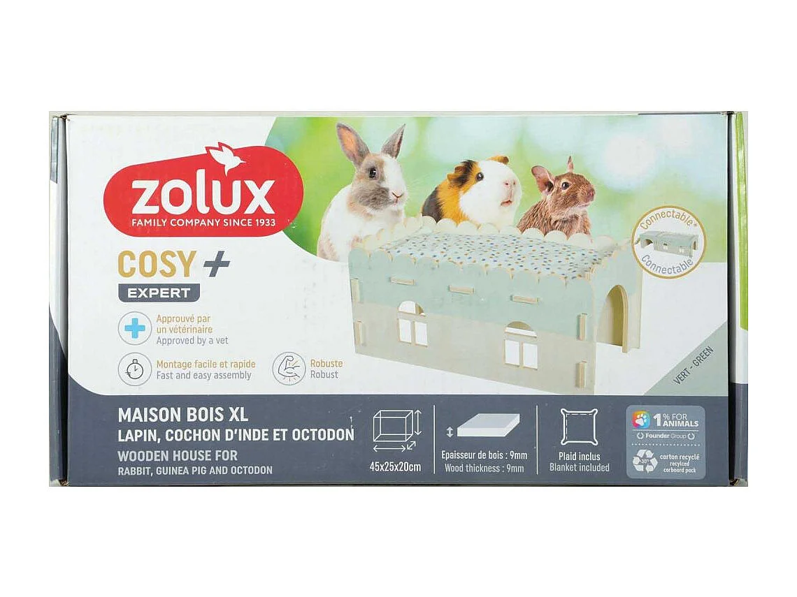 Extension pour maison en bois pour rongeurs Cosy Pour lapin nain